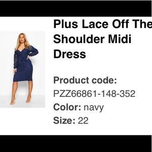 Boohoo Plus Lace Off Shoulder Midi Dress